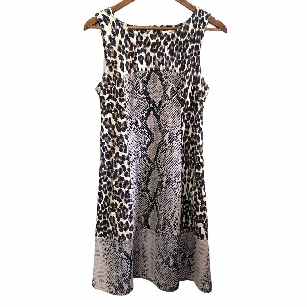 Tracy Reese Leopard Python Snake Mixed Print Flar… - image 1